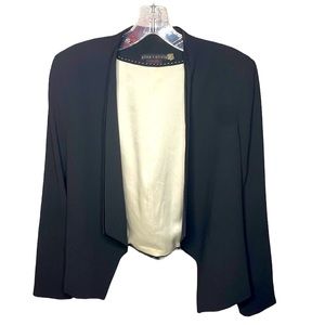 Alice + Olivia employed black open front long sleeve blazer with zippers